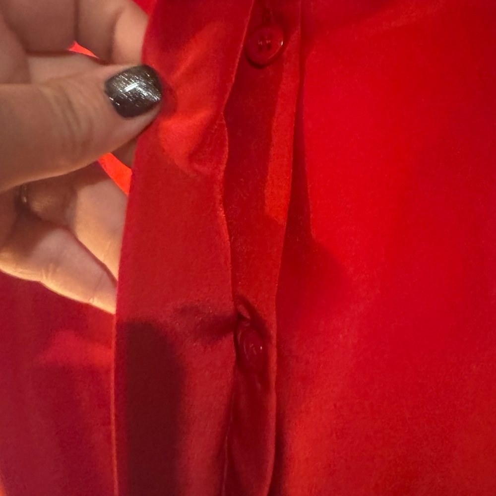 Pendleton Classic Red Pleated Mock Neck Blouse Si… - image 3